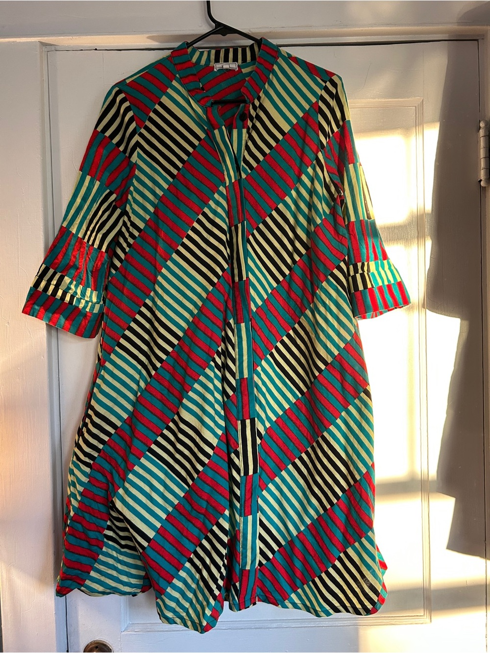 Bold Diagonal Stripe A-Line Dress, Jacket, or Tunic in Teal, Red, Black, Cream